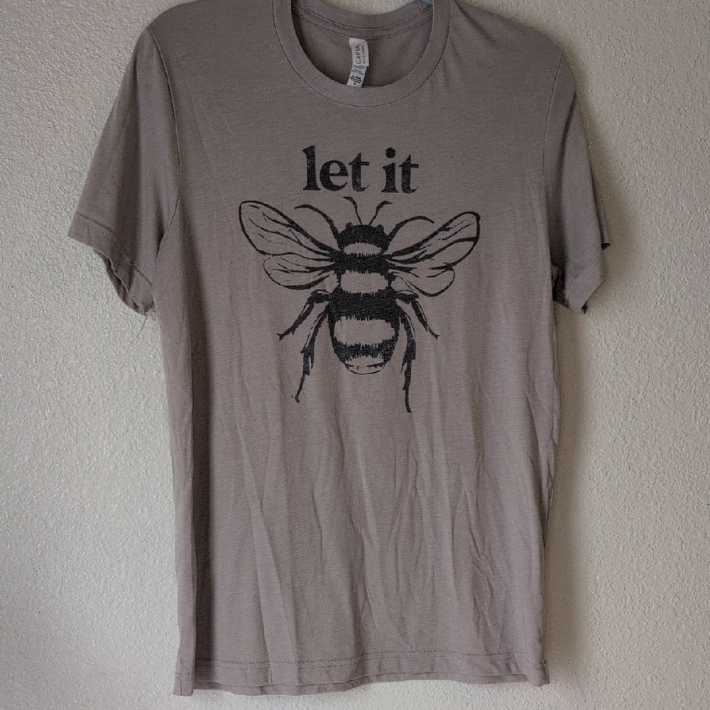 Graphic Bee Print T-Shirt - Gray